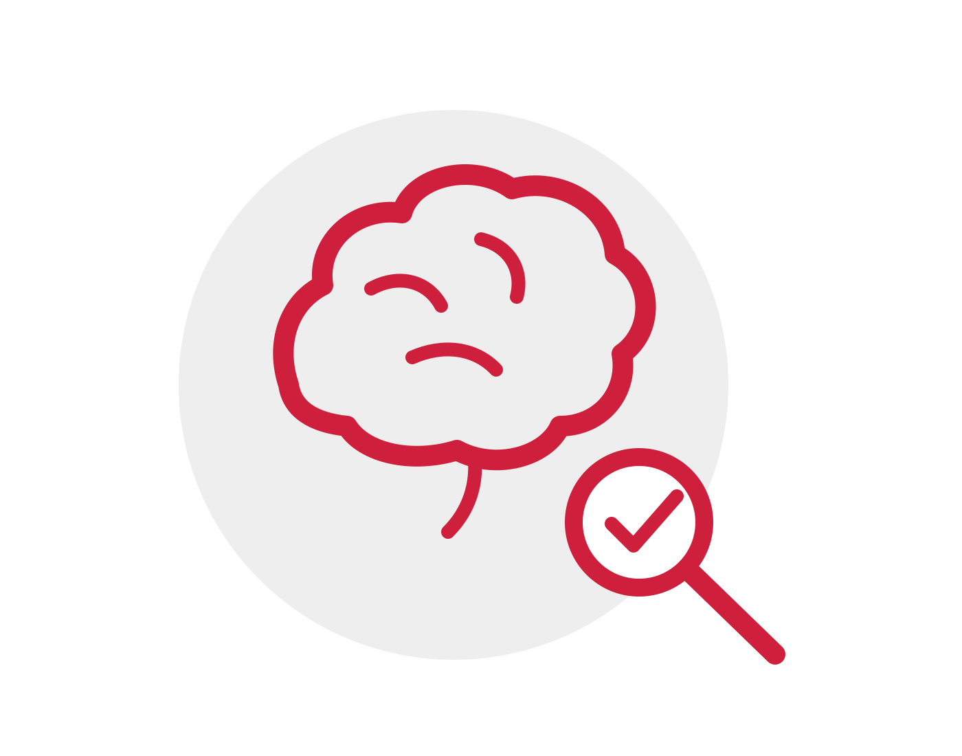 Cerveau et loupe pour représenter le méningiome dans le cadre d'une assurance emprunteur