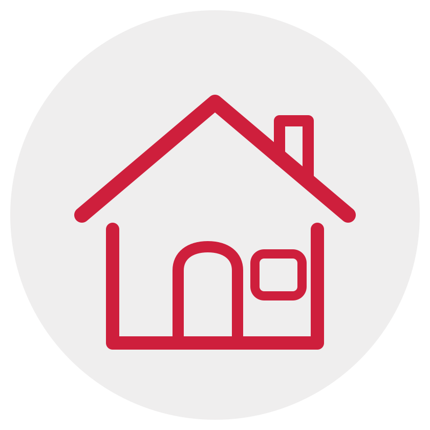 Maison stylisée au trait rouge, le projet immobilier au premier plan